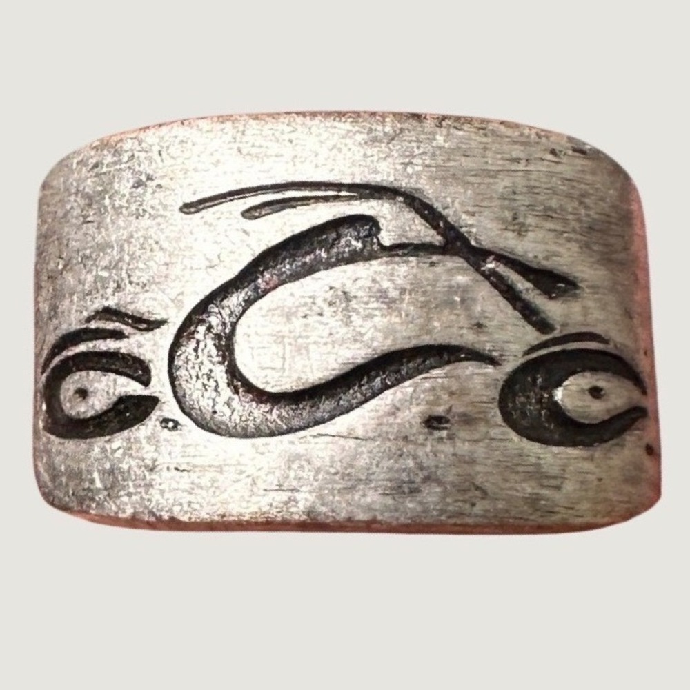 Vtg Orange County Choppers 2004 Sz 10 Silver Tone Band Ring Biker Motorcycle OCC